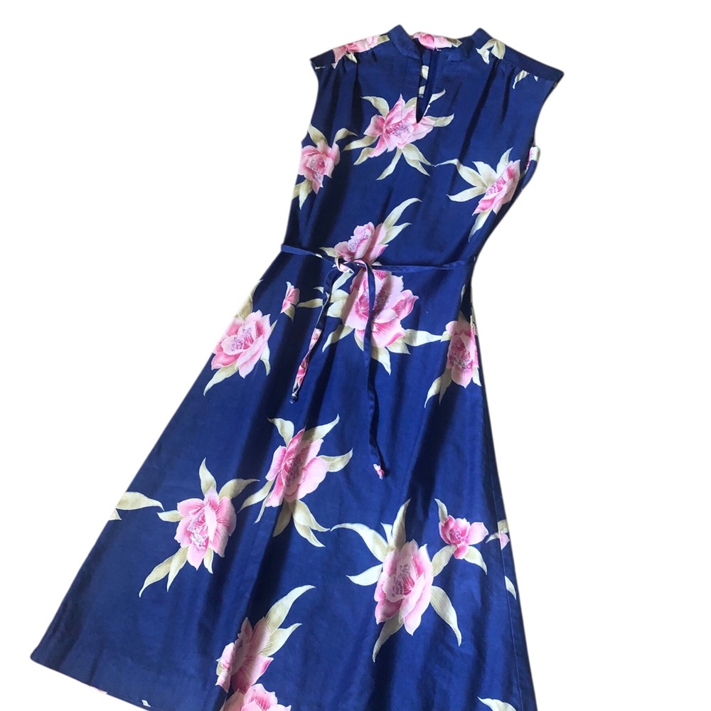 VTG Hilo Hattie dress cotton sleeveless shift midi made in USA tropical print
